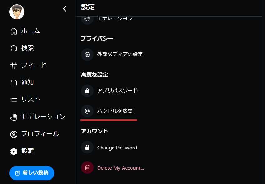 PC版 Bluesky設定画面